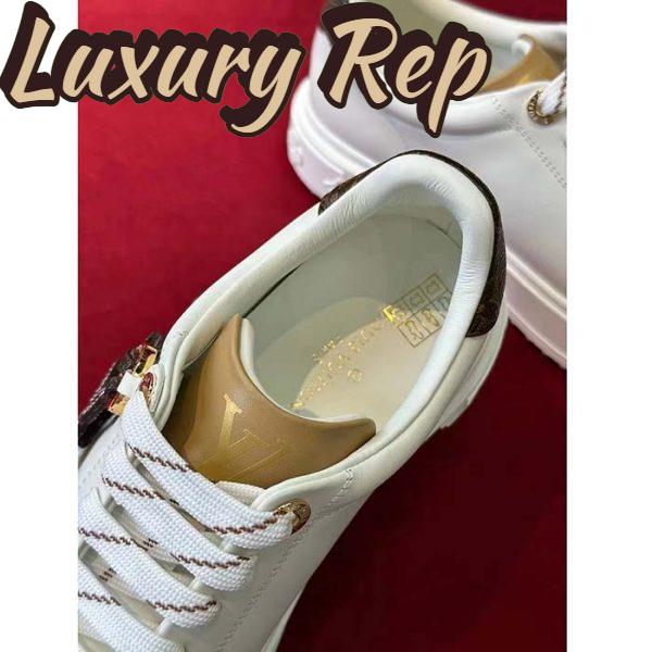 Replica Louis Vuitton Women LV Time Out Sneaker Ecru Beige Mix Materials Monogram Flower 12