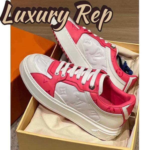 Replica Louis Vuitton Women LV Time Out Sneaker Pink Calf Leather Colored Monogram Flowers 4