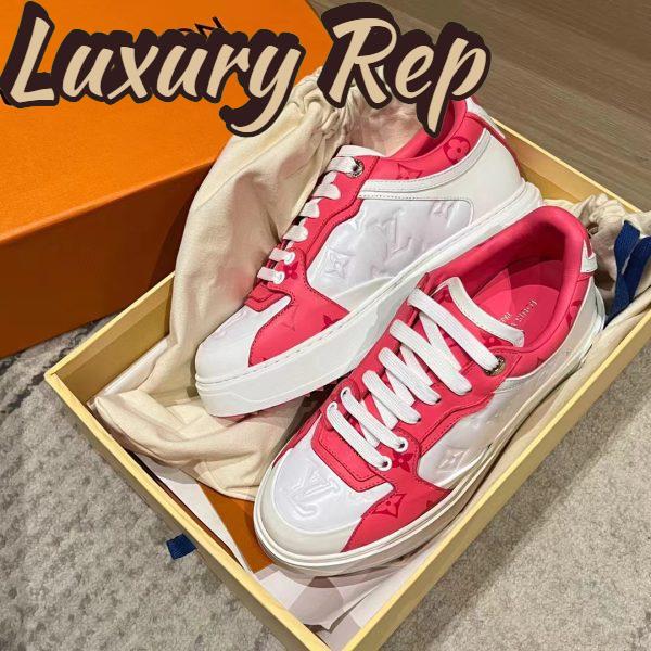 Replica Louis Vuitton Women LV Time Out Sneaker Pink Calf Leather Colored Monogram Flowers 6
