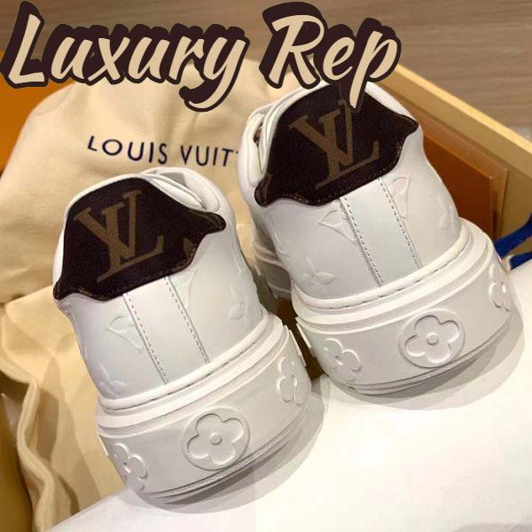 Replica Louis Vuitton Women LV Time Out Sneaker White Debossed Calf Leather Recycled Monogram Nylon 9