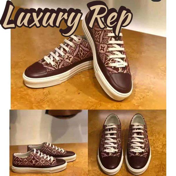 Replica Louis Vuitton Women Since 1854 Stellar Sneaker Jacquard Textile Calf Leather Maroon 5