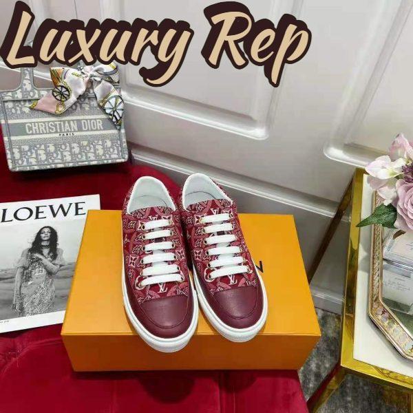 Replica Louis Vuitton Women Since 1854 Stellar Sneaker Jacquard Textile Calf Leather Maroon 6