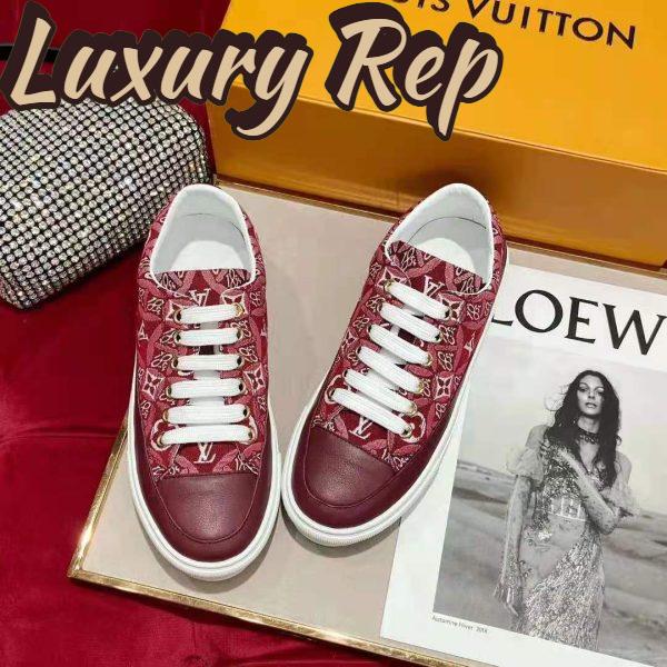 Replica Louis Vuitton Women Since 1854 Stellar Sneaker Jacquard Textile Calf Leather Maroon 8
