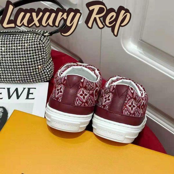 Replica Louis Vuitton Women Since 1854 Stellar Sneaker Jacquard Textile Calf Leather Maroon 11