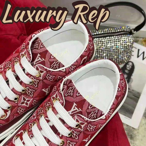 Replica Louis Vuitton Women Since 1854 Stellar Sneaker Jacquard Textile Calf Leather Maroon 12