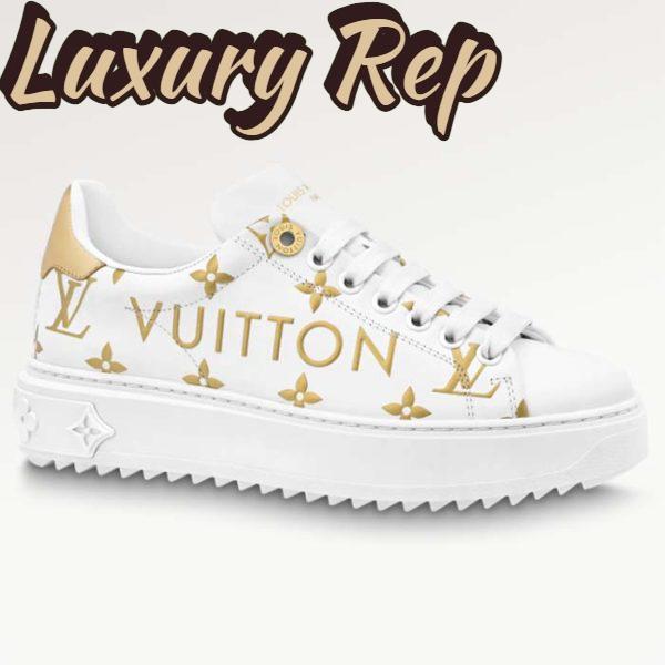 Replica Louis Vuitton LV Unisex Time Out Sneaker Gold Monogram Debossed Calf Leather