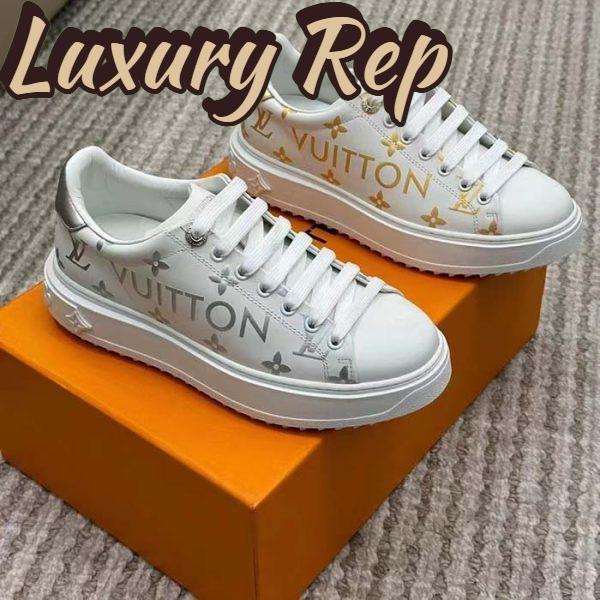 Replica Louis Vuitton LV Unisex Time Out Sneaker Gold Monogram Debossed Calf Leather 3