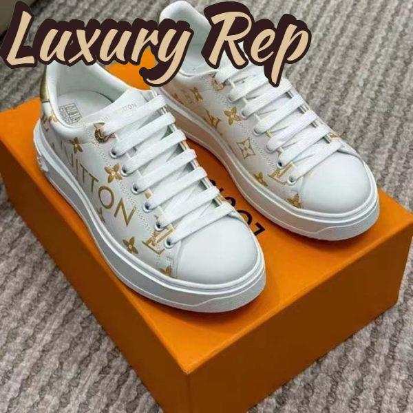Replica Louis Vuitton LV Unisex Time Out Sneaker Gold Monogram Debossed Calf Leather 4