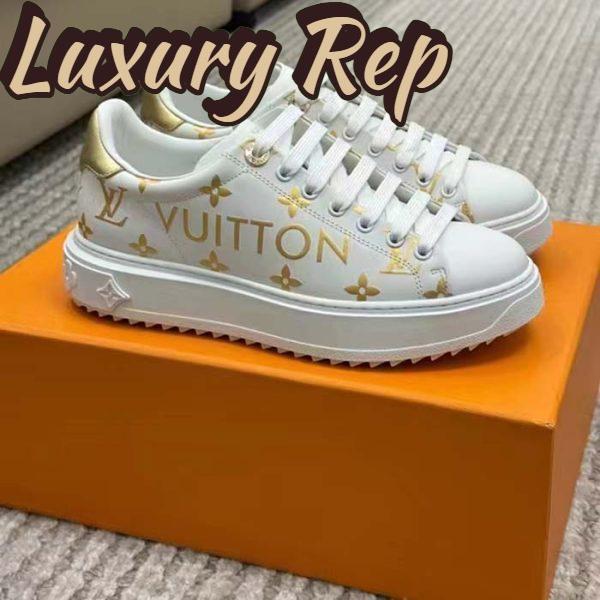 Replica Louis Vuitton LV Unisex Time Out Sneaker Gold Monogram Debossed Calf Leather 5