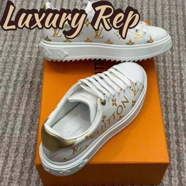 Replica Louis Vuitton LV Unisex Time Out Sneaker Gold Monogram Debossed Calf Leather 6