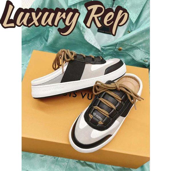 Replica Louis Vuitton Women LV Lous Open-Back Sneaker Light Gray Suede Calf Leather Double Laces 6