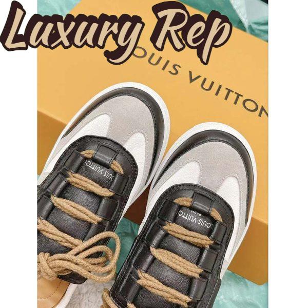 Replica Louis Vuitton Women LV Lous Open-Back Sneaker Light Gray Suede Calf Leather Double Laces 9