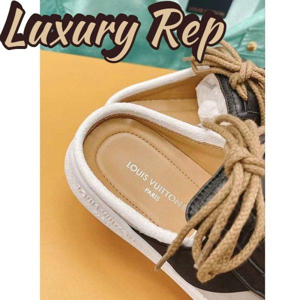 Replica Louis Vuitton Women LV Lous Open-Back Sneaker Light Gray Suede Calf Leather Double Laces 15