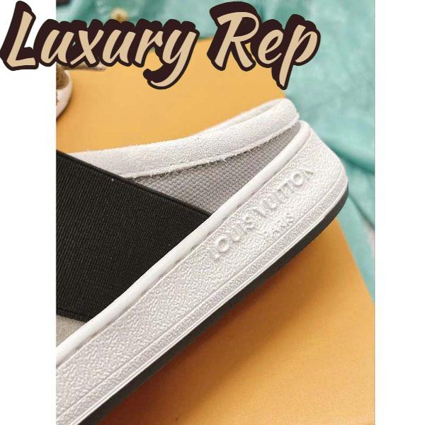 Replica Louis Vuitton Women LV Lous Open-Back Sneaker Light Gray Suede Calf Leather Double Laces 16