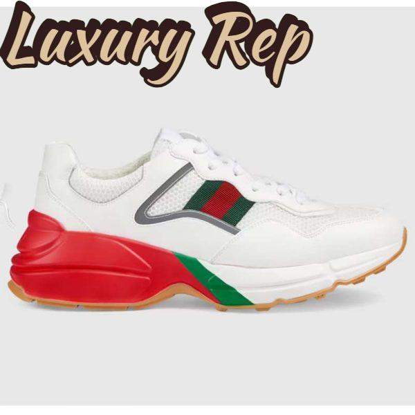 Replica Gucci Unisex GG Rhyton Sneaker White Leather Mesh Rubber Sole Low Heel