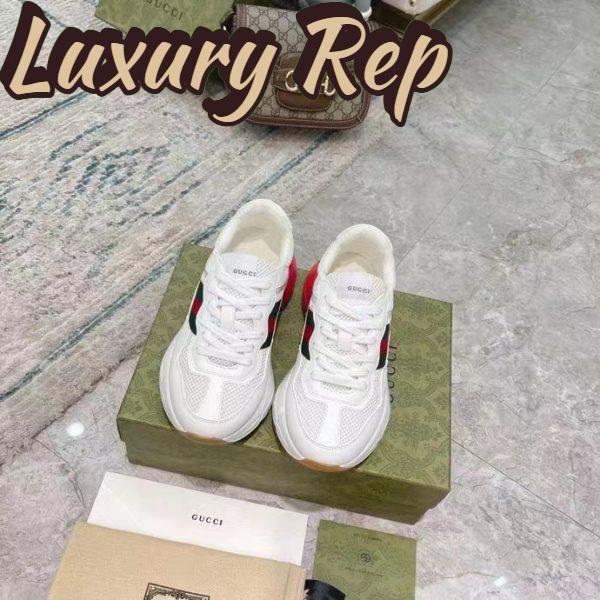 Replica Gucci Unisex GG Rhyton Sneaker White Leather Mesh Rubber Sole Low Heel 4