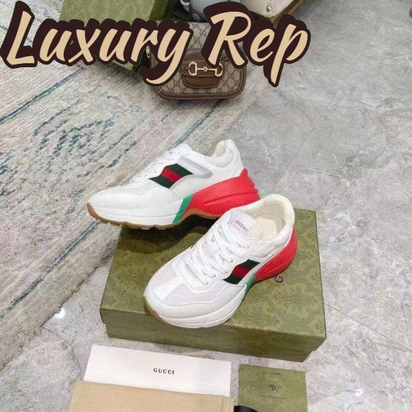 Replica Gucci Unisex GG Rhyton Sneaker White Leather Mesh Rubber Sole Low Heel 6