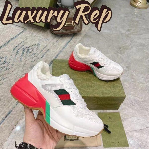 Replica Gucci Unisex GG Rhyton Sneaker White Leather Mesh Rubber Sole Low Heel 8
