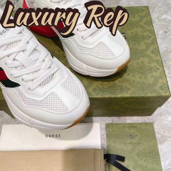 Replica Gucci Unisex GG Rhyton Sneaker White Leather Mesh Rubber Sole Low Heel 10