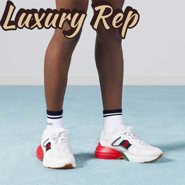 Replica Gucci Unisex GG Rhyton Sneaker White Leather Mesh Rubber Sole Low Heel 12