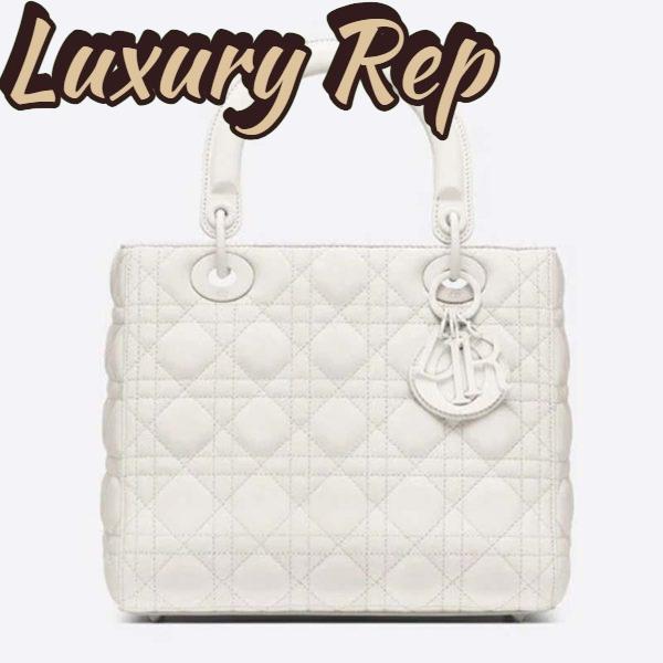 Replica Dior Women Medium Lady Dior Bag Latte Ultramatte Cannage Calfskin 2