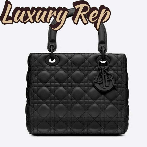 Replica Dior Women Medium Lady Dior Bag Latte Ultramatte Cannage Calfskin 3
