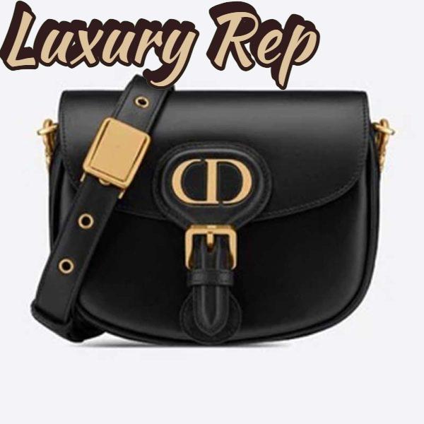 Replica Dior Women Small Dior Bobby Bag Black Box Calfskin