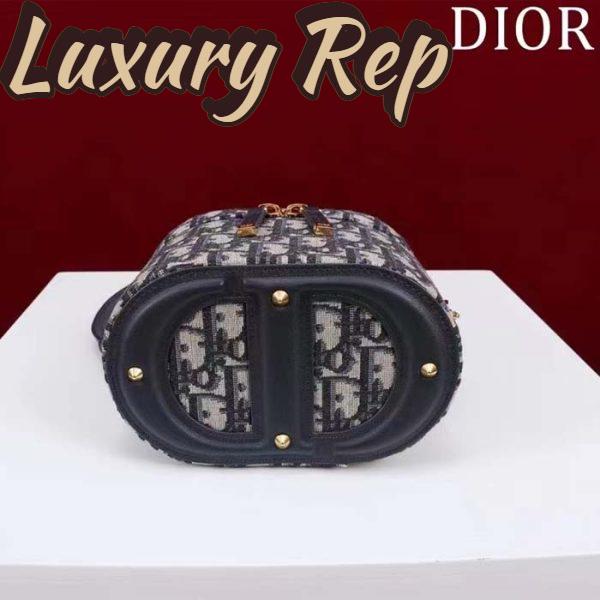 Replica Dior Women Small CD Signature Vanity Case Blue Oblique Jacquard Leather Handle 8