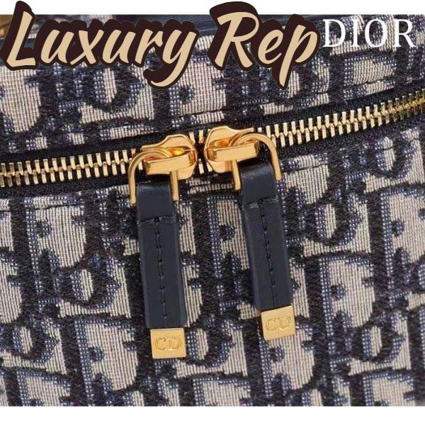 Replica Dior Women Small CD Signature Vanity Case Blue Oblique Jacquard Leather Handle 9