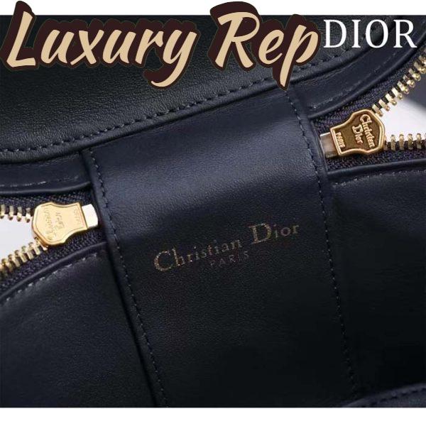 Replica Dior Women Small CD Signature Vanity Case Blue Oblique Jacquard Leather Handle 11