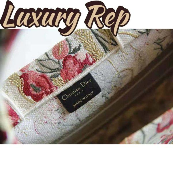 Replica Dior Women Small Book Tote Beige Multicolor Hibiscus Metallic Thread Embroidery 14