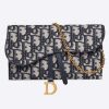 Replica Dior Women Saddle Pouch Large Wallet On Chain Clutch Black Grained Calfskin 13