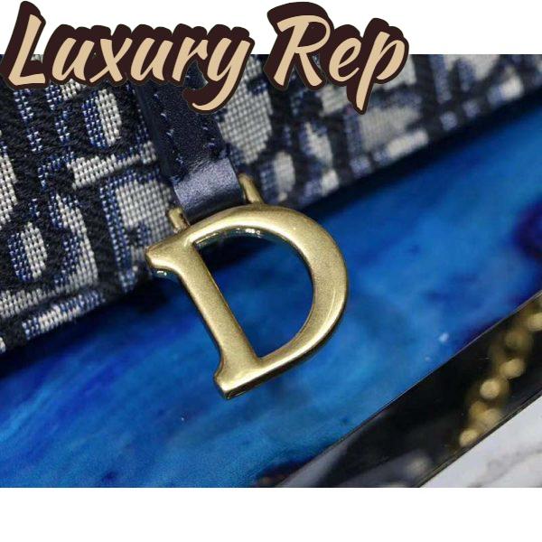 Replica Dior Women Saddle Wallet Blue Dior Oblique Jacquard ‘D’ Stirrup 9