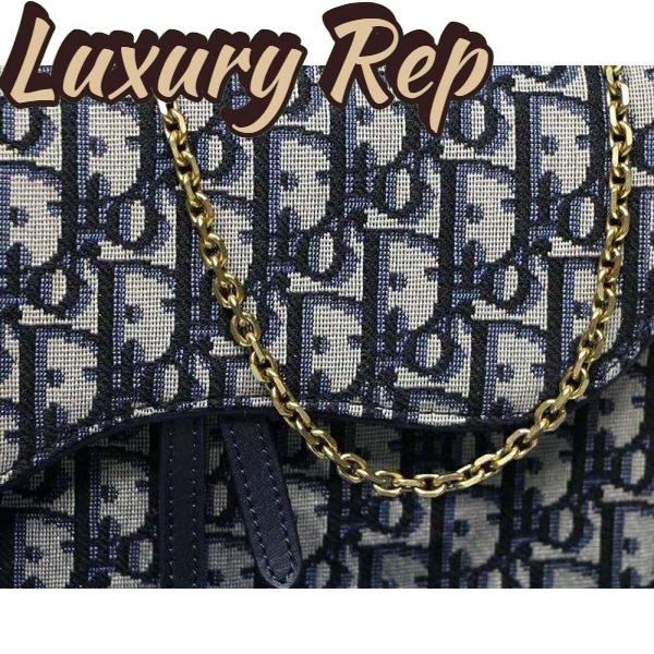 Replica Dior Women Saddle Wallet Blue Dior Oblique Jacquard ‘D’ Stirrup 10