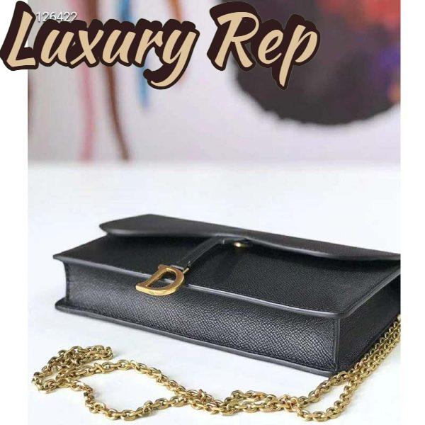 Replica Dior Women Saddle Pouch Large Wallet On Chain Clutch Black Grained Calfskin 6