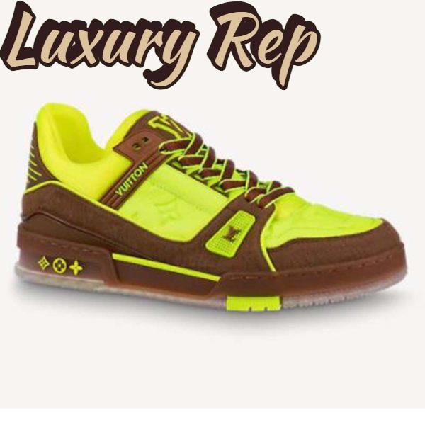 Replica Louis Vuitton LV Unisex LV Trainer Sneaker Yellow Monogram-Embossed Nubuck Calf Leather