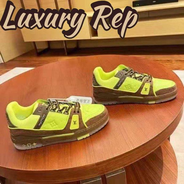 Replica Louis Vuitton LV Unisex LV Trainer Sneaker Yellow Monogram-Embossed Nubuck Calf Leather 2