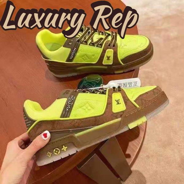Replica Louis Vuitton LV Unisex LV Trainer Sneaker Yellow Monogram-Embossed Nubuck Calf Leather 6
