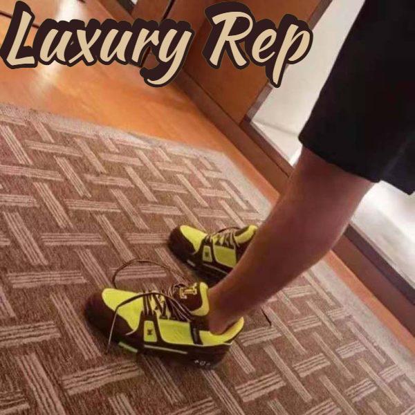 Replica Louis Vuitton LV Unisex LV Trainer Sneaker Yellow Monogram-Embossed Nubuck Calf Leather 10