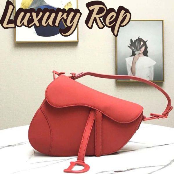 Replica Dior Women Saddle Bag in Cherry Red Ultramatte Calfskin 4