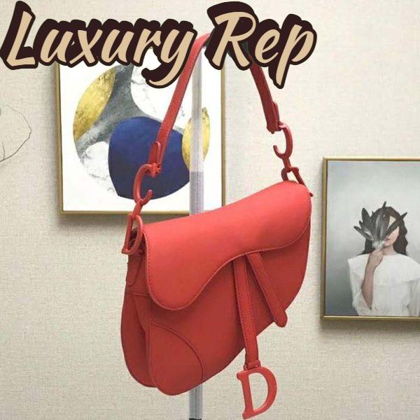 Replica Dior Women Saddle Bag in Cherry Red Ultramatte Calfskin 5