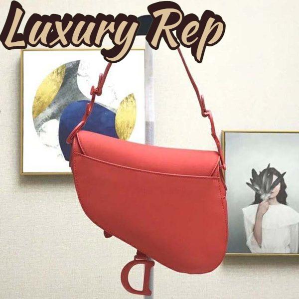 Replica Dior Women Saddle Bag in Cherry Red Ultramatte Calfskin 6