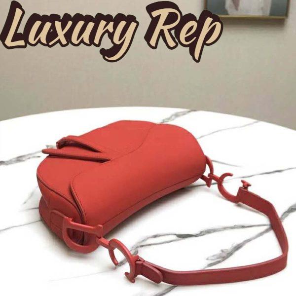 Replica Dior Women Saddle Bag in Cherry Red Ultramatte Calfskin 7