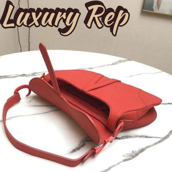 Replica Dior Women Saddle Bag in Cherry Red Ultramatte Calfskin 8