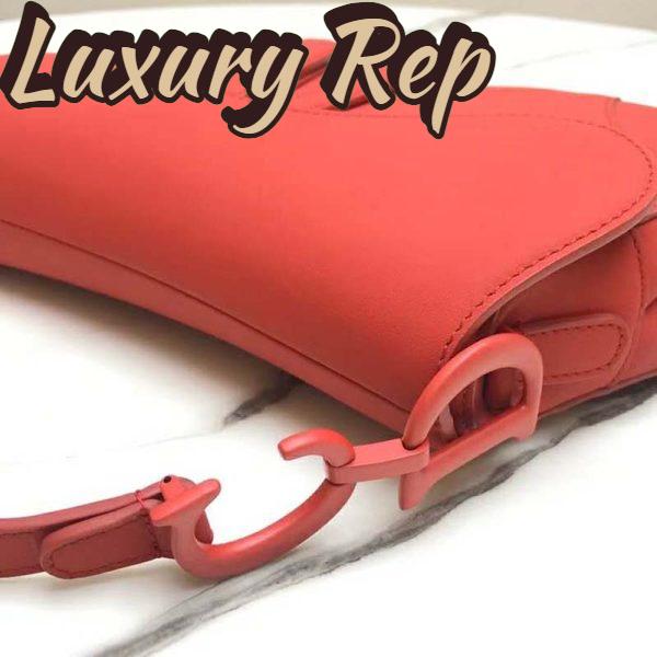 Replica Dior Women Saddle Bag in Cherry Red Ultramatte Calfskin 9