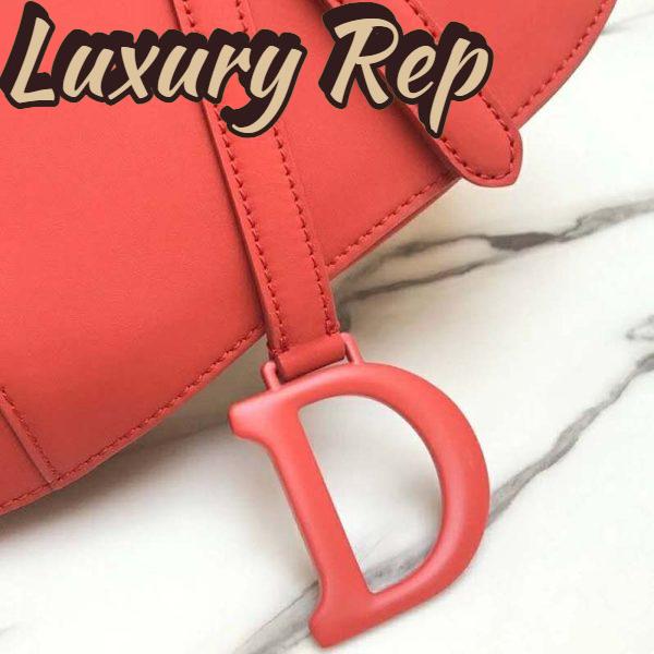 Replica Dior Women Saddle Bag in Cherry Red Ultramatte Calfskin 10