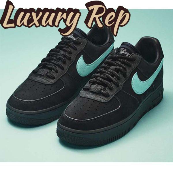 Replica Louis Vuitton LV Unisex Nike Air Force 1 Sneaker Black Monogram Embossed Calf Leather 5