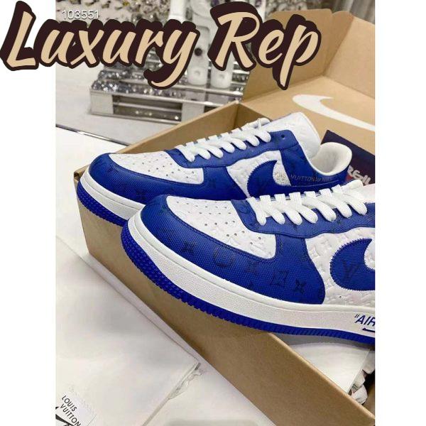 Replica Louis Vuitton LV Unisex Nike Air Force 1 Sneaker Blue Monogram Embossed Calf Leather 8