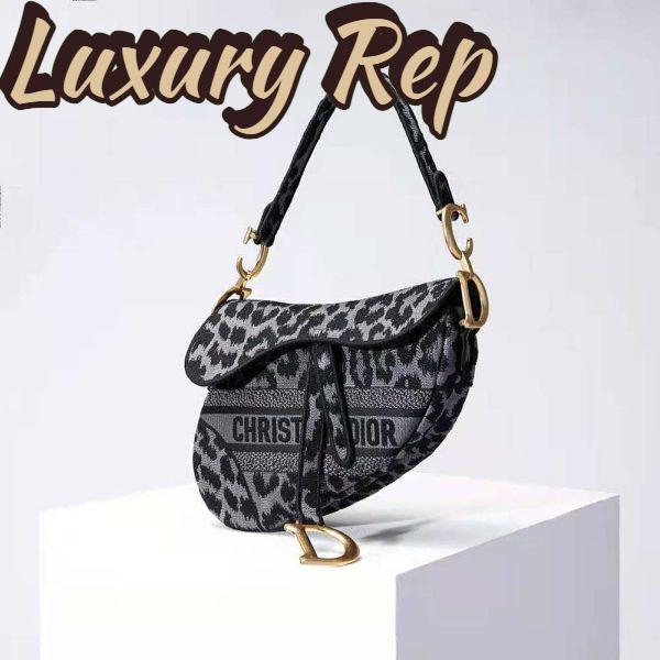 Replica Dior Women Saddle Bag Gray Mizza Embroidery 3