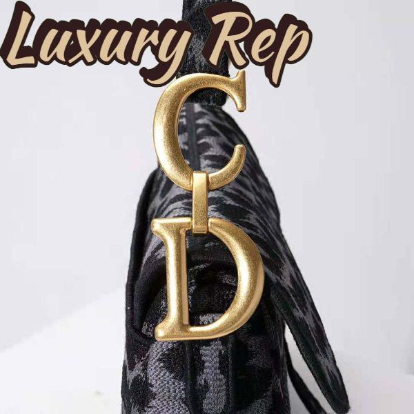 Replica Dior Women Saddle Bag Gray Mizza Embroidery 10